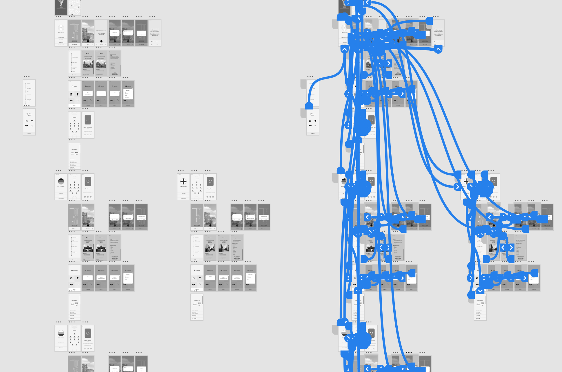 Wireframe screens